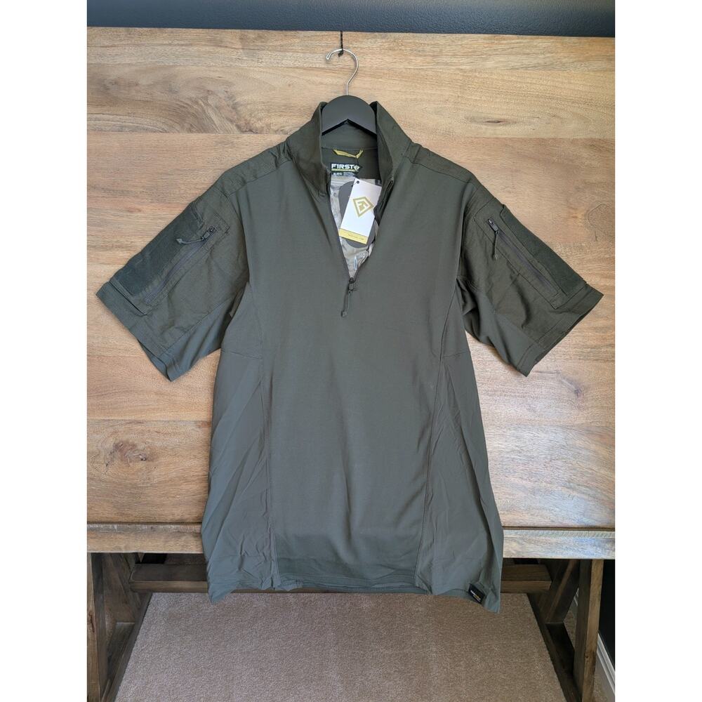 First Tactical Defender Shirt Mens Medium Green Stretch Short Sleeve 1/4 Zip NWT